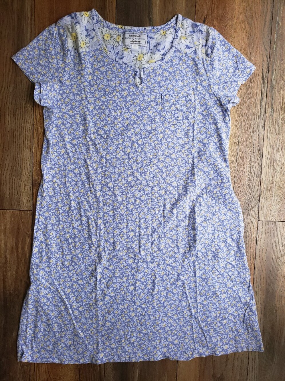 Midnight by Carole Hochman Blue & White Daisy Print Cover- up House Dress Lounge